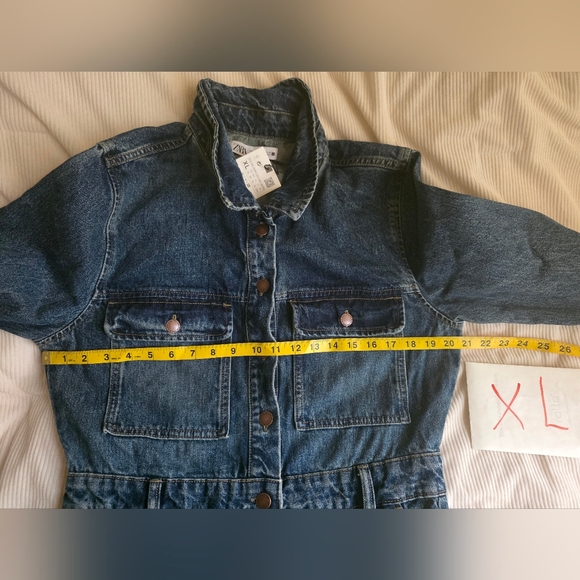Zara Z1975 FRONT POCKETS DENIM JUMPSUIT Sz XL BNWT - Picture 5 of 11